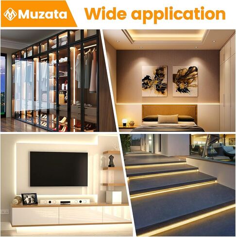Muzata 10pack 6.6ft/2m قناة LED أوسع قناة Silver Aluminium LED قناة نشر مع قناة حليبي أبيض U102 WW 2M in Saudi Arabia