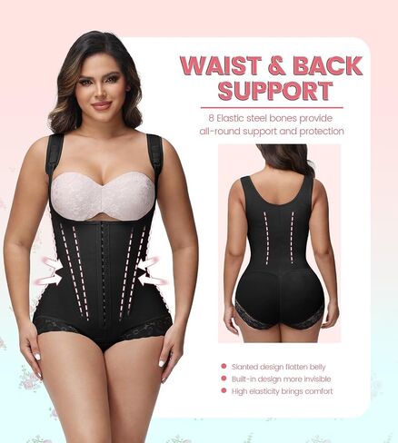 SHAPSHE Fajas Colombianas Moldeadoras De Cintura Y Abdomen Body Shaper Postpartum Curvy Stage 1/2/3 Bbl Snatched Full Body Faja Postparto Para Mujer Post Surgery Compression Garment Nude, L in Saudi Arabia