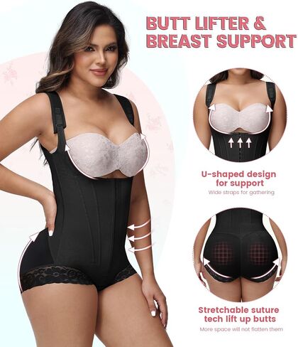 SHAPSHE Fajas Colombianas Moldeadoras De Cintura Y Abdomen Body Shaper Postpartum Curvy Stage 1/2/3 Bbl Snatched Full Body Faja Postparto Para Mujer Post Surgery Compression Garment Nude, L in Saudi Arabia