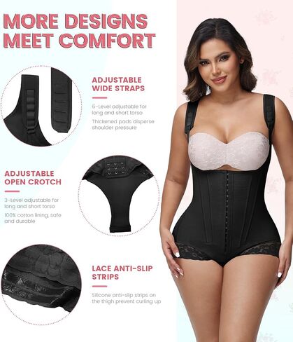 SHAPSHE Fajas Colombianas Moldeadoras De Cintura Y Abdomen Body Shaper Postpartum Curvy Stage 1/2/3 Bbl Snatched Full Body Faja Postparto Para Mujer Post Surgery Compression Garment Nude, L in Saudi Arabia