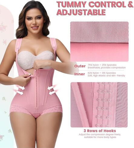 SHAPSHE Fajas Colombianas Moldeadoras De Cintura Y Abdomen Body Shaper Postpartum Curvy Stage 1/2/3 Bbl Snatched Full Body Faja Postparto Para Mujer Post Surgery Compression Garment Nude, L in Saudi Arabia