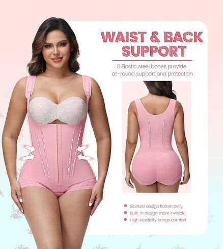 SHAPSHE Fajas Colombianas Moldeadoras De Cintura Y Abdomen Body Shaper Postpartum Curvy Stage 1/2/3 Bbl Snatched Full Body Faja Postparto Para Mujer Post Surgery Compression Garment Nude, L in Saudi Arabia