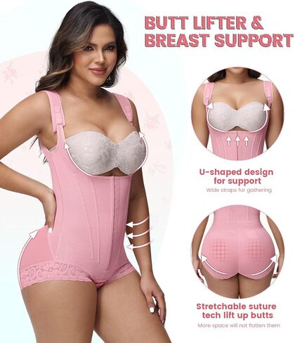 SHAPSHE Fajas Colombianas Moldeadoras De Cintura Y Abdomen Body Shaper Postpartum Curvy Stage 1/2/3 Bbl Snatched Full Body Faja Postparto Para Mujer Post Surgery Compression Garment Nude, L in Saudi Arabia