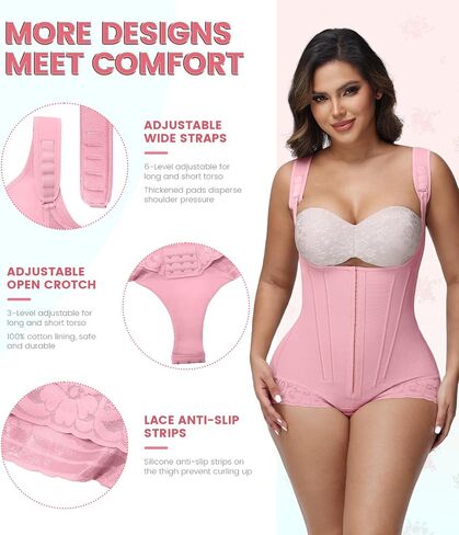 SHAPSHE Fajas Colombianas Moldeadoras De Cintura Y Abdomen Body Shaper Postpartum Curvy Stage 1/2/3 Bbl Snatched Full Body Faja Postparto Para Mujer Post Surgery Compression Garment Nude, L in Saudi Arabia