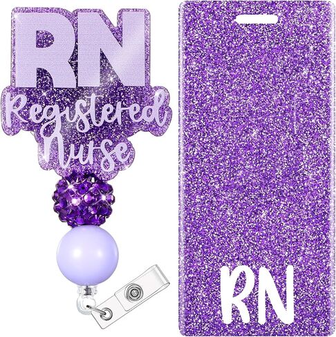 RN Badge Buddy with RN Nurse Badge Reel Retractable Nursing ID Clip Nurse Name Badge Vertical Badge Identification Tags for RN Nurses Students (Pink) in Kuwait