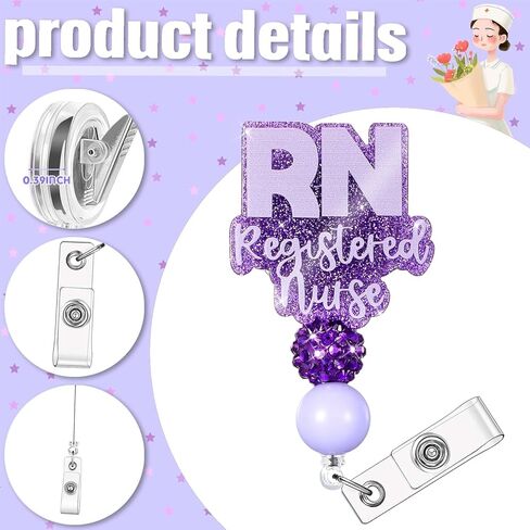 RN Badge Buddy with RN Nurse Badge Reel Retractable Nursing ID Clip Nurse Name Badge Vertical Badge Identification Tags for RN Nurses Students (Pink) in Kuwait