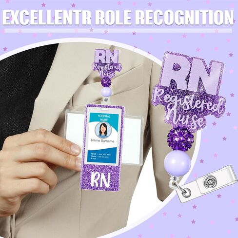 RN Badge Buddy with RN Nurse Badge Reel Retractable Nursing ID Clip Nurse Name Badge Vertical Badge Identification Tags for RN Nurses Students (Pink) in Kuwait