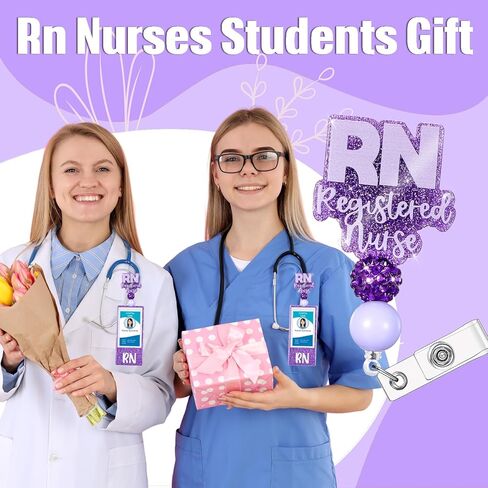 RN Badge Buddy with RN Nurse Badge Reel Retractable Nursing ID Clip Nurse Name Badge Vertical Badge Identification Tags for RN Nurses Students (Pink) in Kuwait