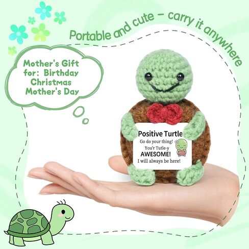 Mom Gifts from Daughter Son, Mini Crochet Turtle for Mothers Birthday New Bonus Step Mom Mama Mother in Law Gifts Ideas, Emotional Support Crochet Turtle in Saudi Arabia