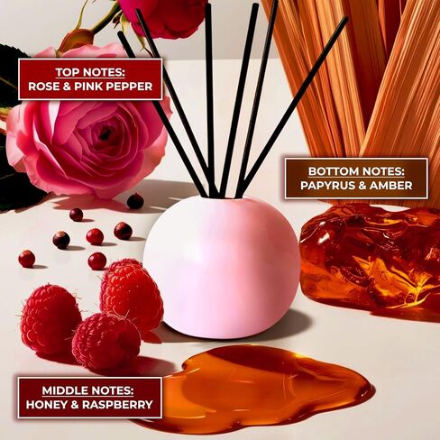 Ampure Scents, Reed Diffuser Set, White Musk Fragrance in a Ceramic Scent Bowl & Glass Base, 5oz (150ml) - 5 Natural Fiber Reed Sticks & Decorative Flower – Elegant Home & Office Décor, Eco-Friendly in Saudi Arabia