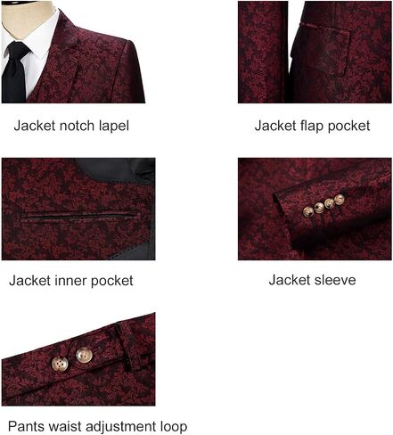 Men's 3 Piece Suits Slim Fit Plaid Double Breasted Blazer Vest Pants Set Wedding Party Tuxedo，Black 4XL in Kuwait