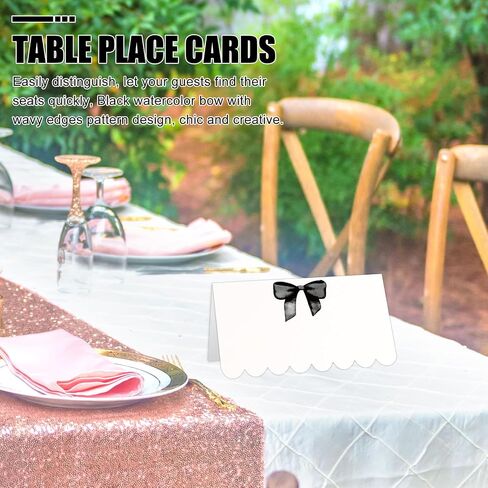 بطاقات Whaline 80pcs Pink Bow Place 2 × 3.5 بوصة ألوان مائية البطاقات 8 تصميمات بطاقة تعيين مقعد فارغة لمستلزمات إعداد الطاولة in Saudi Arabia
