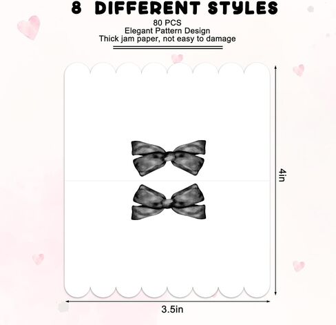 بطاقات Whaline 80pcs Pink Bow Place 2 × 3.5 بوصة ألوان مائية البطاقات 8 تصميمات بطاقة تعيين مقعد فارغة لمستلزمات إعداد الطاولة in Saudi Arabia