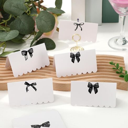 بطاقات Whaline 80pcs Pink Bow Place 2 × 3.5 بوصة ألوان مائية البطاقات 8 تصميمات بطاقة تعيين مقعد فارغة لمستلزمات إعداد الطاولة in Saudi Arabia