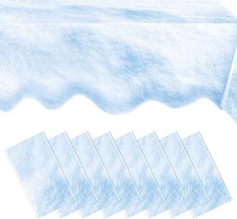 4 PCS Snowflake titlecloth مزيفة ثلج شتاء المائدة المائدة المائدة المائدة البلاستيكية تغطية طاولة ثلج بلاستيكية 54 × 108 بوصة تغطية ثلج مضاد للماء لحفلة عيد ميلاد العطلة الشتوية in Kuwait
