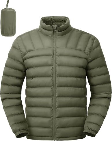 Rdruko Men's Puffer Packable Lightweight Jacket Winter Windproof Down Alternative Stand Collar Coat in Saudi Arabia