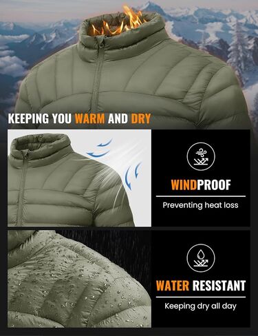 Rdruko Men's Puffer Packable Lightweight Jacket Winter Windproof Down Alternative Stand Collar Coat in Saudi Arabia