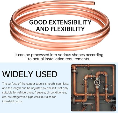 1/4 "OD × 3/16" معرف × أنابيب النحاس 10ft ، سماكة جدار 0.8 ملم 99.9 ٪ C12200 أنبوب التبريد لإصلاح وإنشاء النموذج الأولي DIY in Kuwait