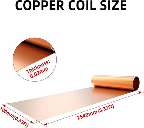 1Rolls 0.05mm(T) x100mm(W) x2540mm (L) Cu Metal Sheet Foil Plate High Purity Copper Coil Pure Copper in Saudi Arabia