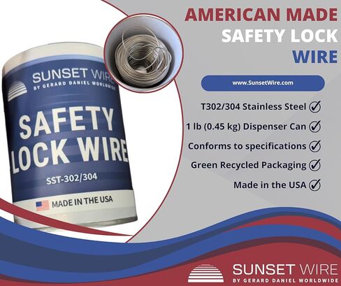 Safety Lock Wire - T302/304 Stainless Steel Safety Wire for Aviation, Automotive, Industrial Use - 1lb Dispenser Can - Made in USA (0.032 in) in Saudi Arabia