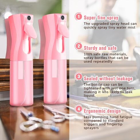 Empty Spray bottles, Continuous Spray Bottle with Fine Mist for Hairstyling, Skincare,Plant Care,Pet Grooming, Valentines Gift Refillable Spray Container for Travel(Pink) in Saudi Arabia