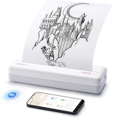 iDPRT MT890 Portable Wireless Printer - with Thermal A4 Paper, Bluetooth Inkless Printer for Travel/Home, Support US Letter&A4&A5 Size, Mobile Printers Compatible with iOS, Android & Laptop - Blue in Kuwait