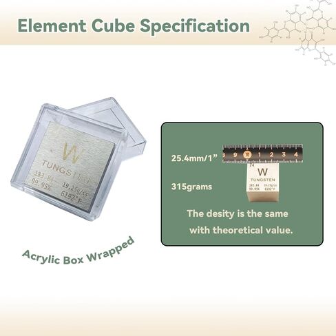 1inch Tungsten Cube Element Metal Density Cube Homostarry 99.95% Purity Teaching Tool, Gifts for Students Teacher Science Chemistry Lover, Material Hobby Collection, DIY, Lab Experiments (Chromium) in Kuwait
