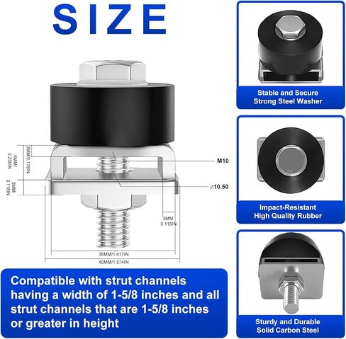 مجموعة عجلات العربة العربة ، تصميم مضاد للانكماش ، 1-5/8 بوصة قناة Unistrut STRUT متوافقة in Kuwait