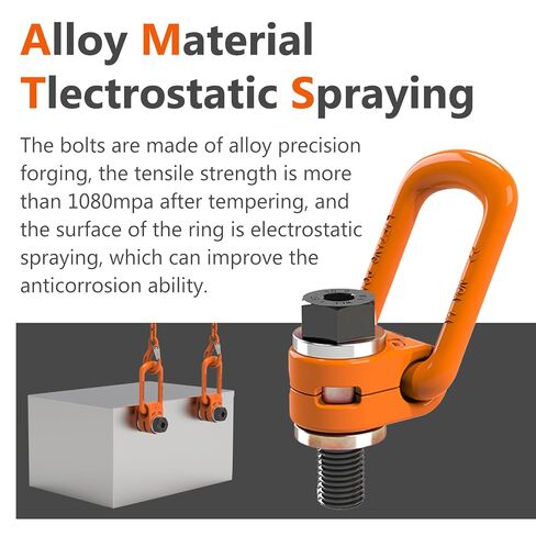 2 pcs العين البراغي M16 x24 كحد أقصى الحمل 1.5 طن متري الخيط العالمي حلقات رافعة دوارة 360 درجة مصنوعة من الصلب من سبائك ، قوة الشد> 1080mpa in Kuwait