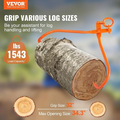 VEVOR Timber Claw Hook, 28 inch 4 Claw Log Grapple Logging Tongs, Swivel Steel Log Lifting Tongs 31" Max Opening, Eagle Claws with 2205LBS/1000kg Loading Capacity for Tractors, ATVs, Trucks, Forklifts in Saudi Arabia