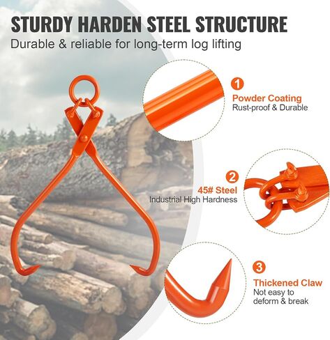 VEVOR Timber Claw Hook, 28 inch 4 Claw Log Grapple Logging Tongs, Swivel Steel Log Lifting Tongs 31" Max Opening, Eagle Claws with 2205LBS/1000kg Loading Capacity for Tractors, ATVs, Trucks, Forklifts in Saudi Arabia