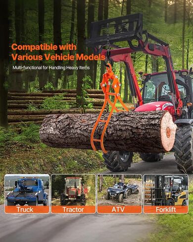VEVOR Timber Claw Hook, 28 inch 4 Claw Log Grapple Logging Tongs, Swivel Steel Log Lifting Tongs 31" Max Opening, Eagle Claws with 2205LBS/1000kg Loading Capacity for Tractors, ATVs, Trucks, Forklifts in Saudi Arabia