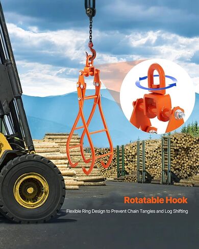 VEVOR Timber Claw Hook, 28 inch 4 Claw Log Grapple Logging Tongs, Swivel Steel Log Lifting Tongs 31" Max Opening, Eagle Claws with 2205LBS/1000kg Loading Capacity for Tractors, ATVs, Trucks, Forklifts in Saudi Arabia