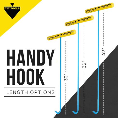 أدوات T&T Hight Duty Handy Hook - محمولة 30 بوصة مع نهاية خطاف مضخة مستديرة 3/8 بوصة - أداة رفع وسحب الأغراض المتراكبة لأغطية الفتحة ، وخزانات الصرف الصحي ، ومصارف العواصف ، وأغطية الصرف الصحي والمزيد in Kuwait