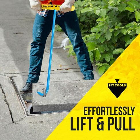 أدوات T&T Hight Duty Handy Hook - محمولة 30 بوصة مع نهاية خطاف مضخة مستديرة 3/8 بوصة - أداة رفع وسحب الأغراض المتراكبة لأغطية الفتحة ، وخزانات الصرف الصحي ، ومصارف العواصف ، وأغطية الصرف الصحي والمزيد in Kuwait