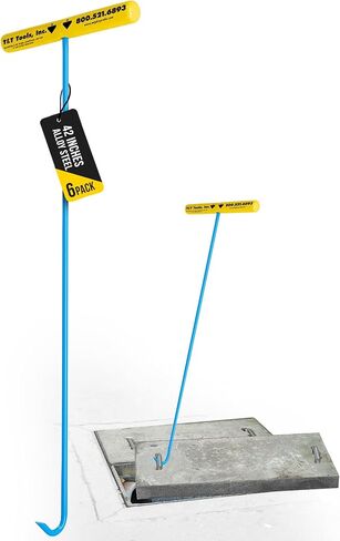 أدوات T&T Hight Duty Handy Hook - محمولة 30 بوصة مع نهاية خطاف مضخة مستديرة 3/8 بوصة - أداة رفع وسحب الأغراض المتراكبة لأغطية الفتحة ، وخزانات الصرف الصحي ، ومصارف العواصف ، وأغطية الصرف الصحي والمزيد in Kuwait