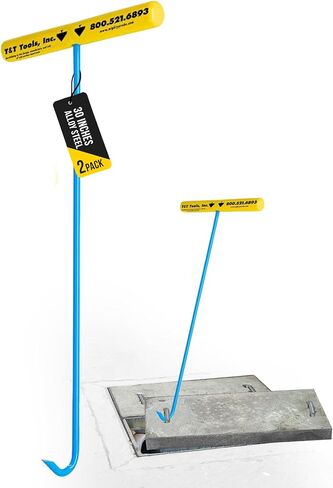 أدوات T&T Hight Duty Handy Hook - محمولة 30 بوصة مع نهاية خطاف مضخة مستديرة 3/8 بوصة - أداة رفع وسحب الأغراض المتراكبة لأغطية الفتحة ، وخزانات الصرف الصحي ، ومصارف العواصف ، وأغطية الصرف الصحي والمزيد in Kuwait