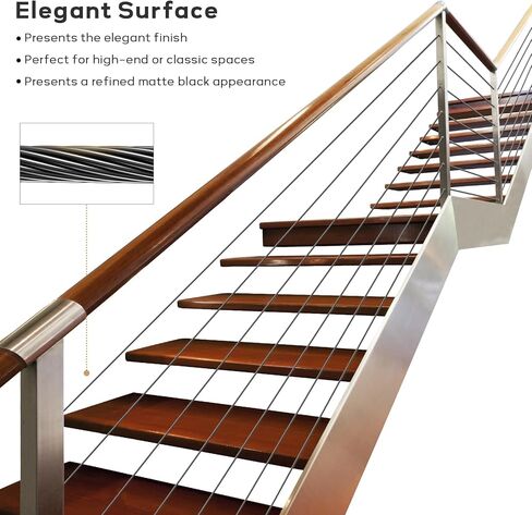 3/16" Black T316 Stainless Steel Cable, 500FT Marine Grade Black Wire Rope Aircraft Cable, 1x19 Strands for Deck Railing, Balcony, Fence, and DIY Balustrades in Saudi Arabia