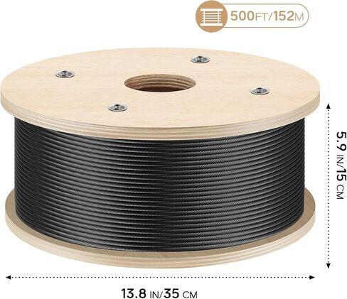 3/16" Black T316 Stainless Steel Cable, 500FT Marine Grade Black Wire Rope Aircraft Cable, 1x19 Strands for Deck Railing, Balcony, Fence, and DIY Balustrades in Saudi Arabia