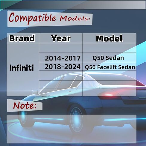 جناح المفسد الجذع الخلفي مناسبة ل infiniti Q50/ Q50s/ 2.0T/ 3.0T/ Luxe/ Premium 2014-2024 4-Door سيدان ، Gloss Black PSM Decklid Lip Accessories in Kuwait