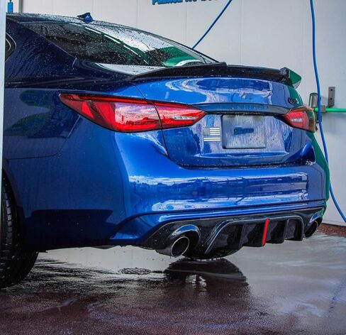 جناح المفسد الجذع الخلفي مناسبة ل infiniti Q50/ Q50s/ 2.0T/ 3.0T/ Luxe/ Premium 2014-2024 4-Door سيدان ، Gloss Black PSM Decklid Lip Accessories in Kuwait