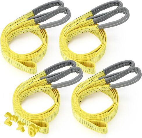 4 PCS Lift Sling Straps Huffle Duty Web Slings أحزمة نايلون البوليستر لرافعة سيارة خارجية باستخدام في الهواء الطلق باستخدام in Kuwait