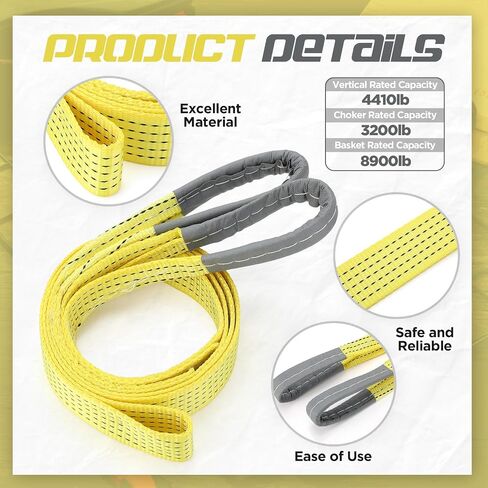 4 PCS Lift Sling Straps Huffle Duty Web Slings أحزمة نايلون البوليستر لرافعة سيارة خارجية باستخدام في الهواء الطلق باستخدام in Kuwait