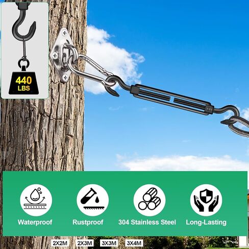 2pcs M8 Hook & Hook Turnbuckle 304 من الفولاذ المقاوم للصدأ ، أسود ثقيل للوزن الشاق لتوتر حبل الأسلاك ، أجهزة خيمة الظلال الشمسية in Kuwait