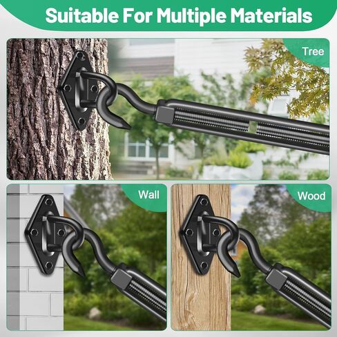 2pcs M8 Hook & Hook Turnbuckle 304 من الفولاذ المقاوم للصدأ ، أسود ثقيل للوزن الشاق لتوتر حبل الأسلاك ، أجهزة خيمة الظلال الشمسية in Kuwait