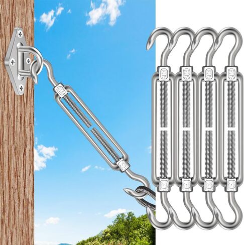2pcs M8 Hook & Hook Turnbuckle 304 من الفولاذ المقاوم للصدأ ، أسود ثقيل للوزن الشاق لتوتر حبل الأسلاك ، أجهزة خيمة الظلال الشمسية in Kuwait