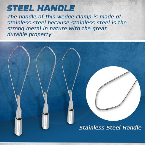 Ohlectric 6 Pack - المدى 6-2 مشابك إسفين الألومنيوم - مقبض كرة من الفولاذ المقاوم للصدأ - نظام قفل آمن - تشديد الكابلات الجوية والوقاية من SAG - مشبك متين in Kuwait