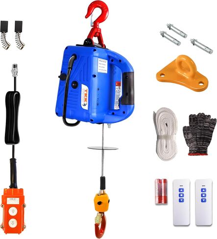 3 في 1 رافعة كهربائية وينش 1500W WINCH محمولة 120 فولت مع سعة التحميل 1100 رطل ، وسرعة رفع 16 قدم/دقيقة ، وارتفاع رفع 25 قدم-مثالية للمرائب ، والمستودعات ، والمصانع in Kuwait