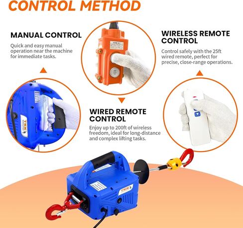 3 في 1 رافعة كهربائية وينش 1500W WINCH محمولة 120 فولت مع سعة التحميل 1100 رطل ، وسرعة رفع 16 قدم/دقيقة ، وارتفاع رفع 25 قدم-مثالية للمرائب ، والمستودعات ، والمصانع in Kuwait