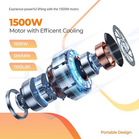 3 في 1 رافعة كهربائية وينش 1500W WINCH محمولة 120 فولت مع سعة التحميل 1100 رطل ، وسرعة رفع 16 قدم/دقيقة ، وارتفاع رفع 25 قدم-مثالية للمرائب ، والمستودعات ، والمصانع in Kuwait